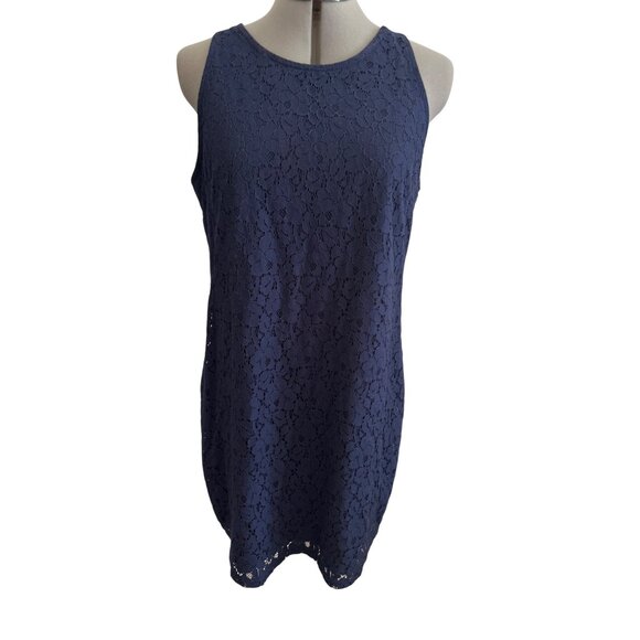Cotton On Dresses & Skirts - Cotton On Navy Sleeveless Lace Overlay Shift Mini Dress Womens Size L